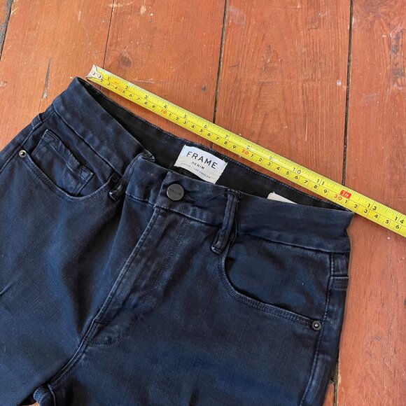 FRAME Denim LE MINI BOOT Pintuck in Noir cotton blend stone washed black size 27 - Picture 4 of 5